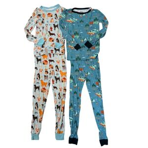 Emerson and Friends Kids Bamboo Pajamas Set of 2 Dogs Camping Blue Teal 6/7T